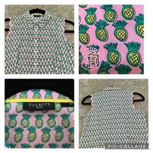Talbots Pineapple Sleeveless Scalloped Shirt 🍍🍍